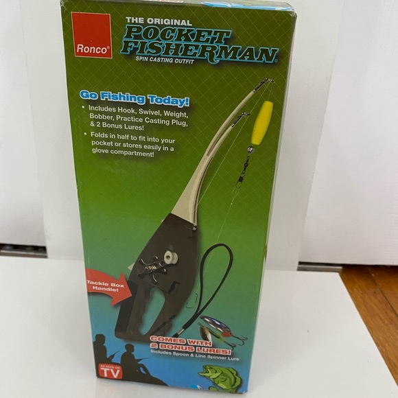 FISHING NIB Ronco Spin Casting Pocket Fisherman Glove Compartment As Seen On TV - Picture 10 of 14